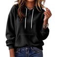 thumbnail image 1 of Women's Pullover Hoodie Cozy Streetwear Sweatshirt with Drawstring Hood Kangaroo Pocket Relaxed Fit Hoodies, XL, 1 of 5