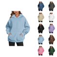 thumbnail image 1 of Women's Pullover Hoodie Fall Winter Trendy Hooded Sweatshirt with Pockets Hoody Top, 1 of 4