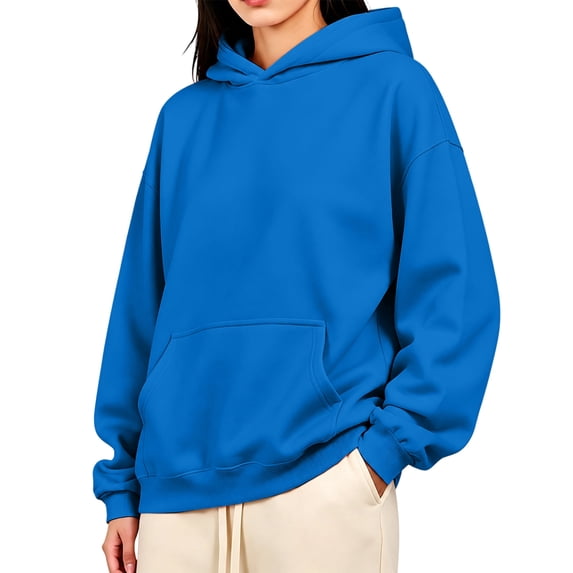 Women's Pullover Hoodie Oversized Streetwear Sweatshirt with Kangaroo Pocket Drop Shoulder Cozy Hoodies, L