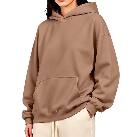 Women's Pullover Hoodie Oversized Streetwear Sweatshirt with Kangaroo Pocket Drop Shoulder Cozy Hoodies, M