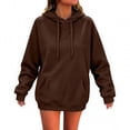 thumbnail image 1 of Women's Pullover Hoodie, Solid Long Sleeve Sweatshirt with Drawstring Hood and Kangaroo Pocket, 1 of 4