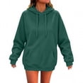 thumbnail image 1 of Women's Pullover Hoodie, Solid Long Sleeve Sweatshirt with Drawstring Hood and Kangaroo Pocket, 1 of 4