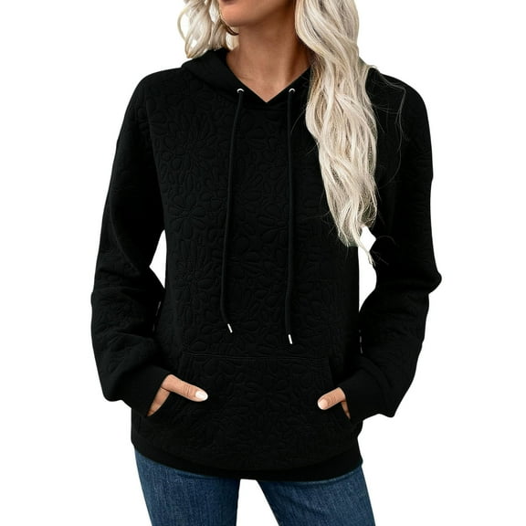 Women's Pullover Hoodie V Neck Long Sleeve Casual Loose Comfort Hooded Sweatshirt Tunic Drawstring Tops with Pocket