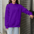 thumbnail image 1 of Women's Pullover Hoodies Fashion Solid Color Long Sleeve Fall Tops Crewneck Casual Sweatshirt Drawstring Comfy Tops with Pockets, 1 of 5
