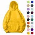 thumbnail image 1 of Women's Pullover Hoodies Fashion Solid Color Long Sleeve Fall Tops Crewneck Casual Sweatshirt Drawstring Comfy Tops with Pockets, 1 of 7