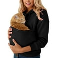thumbnail image 1 of Women's Pullover Hoodies with Cat Pocket - Cute Jumper with Pet Bag - Long Sleeve Plus Size Cat Dog Carrier Sweater Top with Pouch for Pets, Black, L, 1 of 9