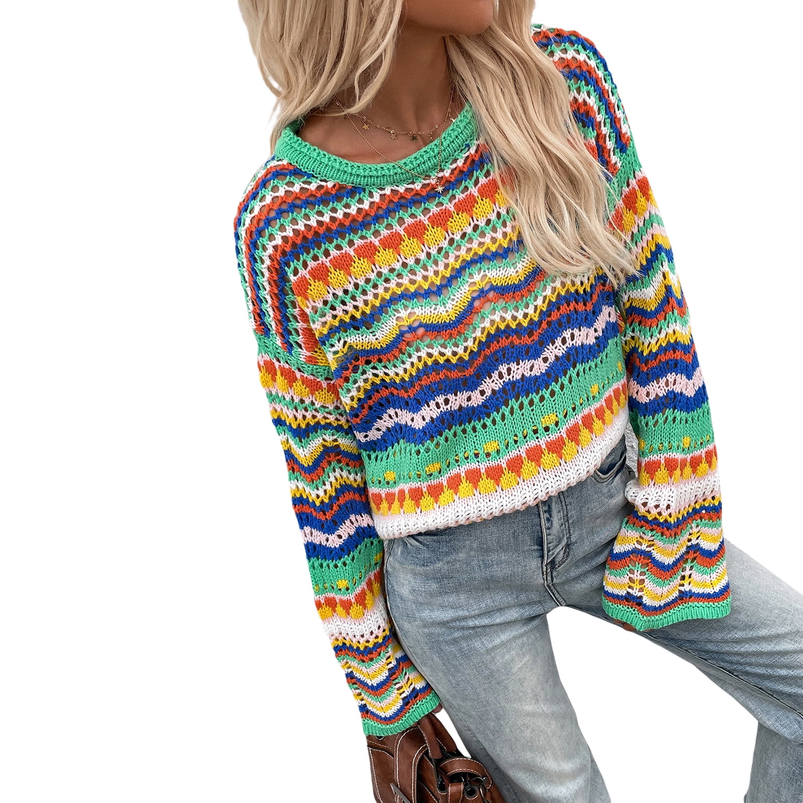 Rainbow outlet color sweater