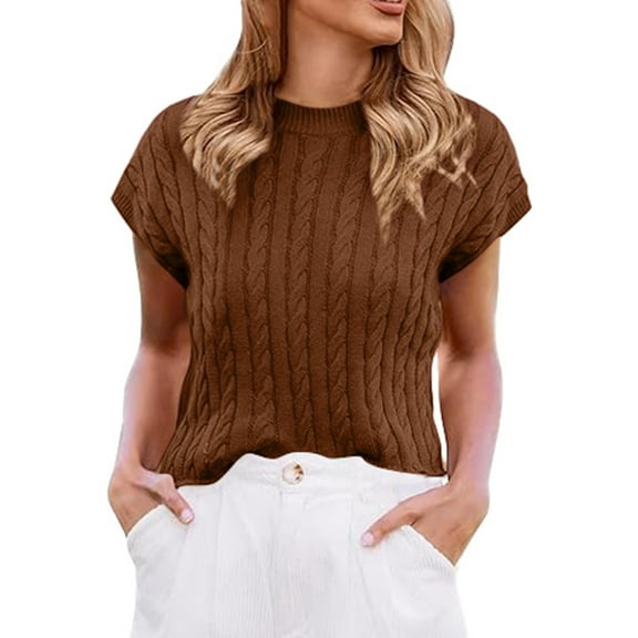 Women's Pullover Knit Top Casual European Style Solid Color Short Sleeve T Shirt
