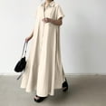 thumbnail image 1 of Women's Pullover Short Sleeve Long Skirt Loose Lapel Fashion Casual Shirt Dress Comfy Dress for Women Womens Maxi Dresses for Summer Casual Ruffle Dresses for Women Womens Summer Dresses Knee Length, 1 of 7