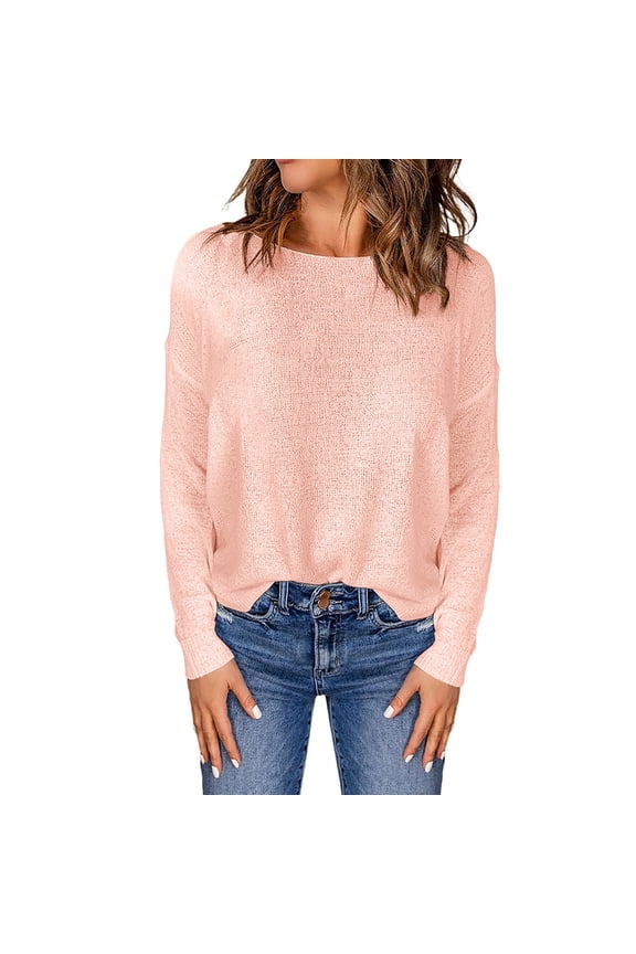 Women's Pullover Sweater Autumn And Winter Solid Color Long Sleeve Sweater Women'S Casual Sweater Top, Women's Pullover Sweater XL
