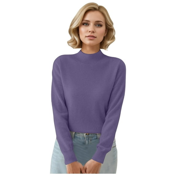 Women's Pullover Sweater Autumn Elegant Long Sleeved Warm Sweater for Winter Fashion Casual Style in Solid Color Design