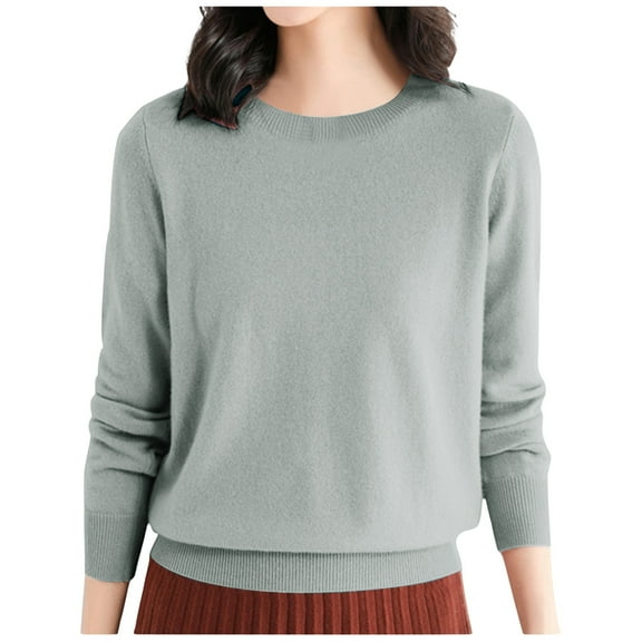 Women's Pullover Sweater Casual Crew Neck Solid Color Cozy Layering Knitwear for Everyday Outfits