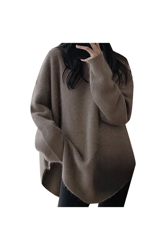 Women's Pullover Sweater Korean Style Mid Length Knitwear Autumn Winter High End Gentle Lazy Rounded Hem Top
