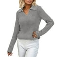 thumbnail image 1 of Women's Pullover Sweater Stylish Knit Top Casual Comfortable Versatile Everyday Wear Soft Cozy Fall Winter Spring Fashion, 1 of 2