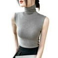 thumbnail image 1 of Women's Sleeveless Turtleneck Sweater Vest Ribbed Knit Pullover Casual Comfortable Stretchy Soft Warm Fashion Top, 1 of 3