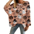 thumbnail image 1 of Halloween Women's Pullover Sweater Tops Crochet Bat Pumpkin Ghost Graphic Oversized Knit Pullover Cozy Fall Sweater Womens Long Sleeve Sweater, 1 of 4