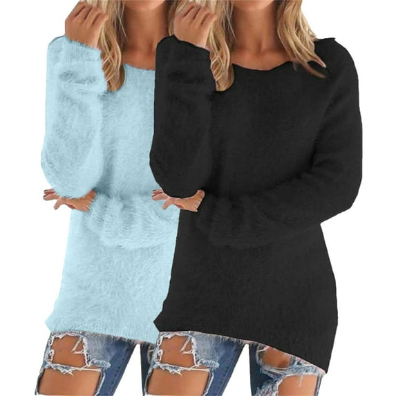 Women's Pullover Sweater Women'S Fashionable Long Sleeve Pullovers Loose Fuzzy Jumper Sweater, Women's Pullover Sweater M