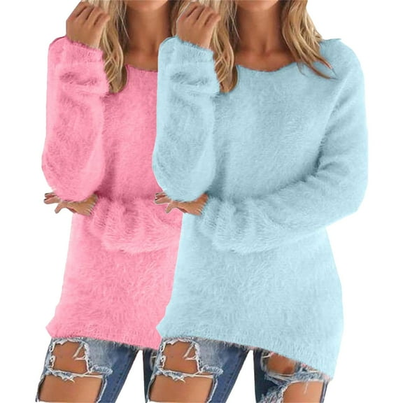 Women's Pullover Sweater Women'S Fashionable Long Sleeve Pullovers Loose Fuzzy Jumper Sweater, Women's Pullover Sweater M