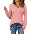 thumbnail image 1 of Women's Pullover Sweater Womens 2025 Fall Sweaters Casual Long Sleeve Ribbed Knit Pullover V Neck Lightweight Crochet Pullover Sweater Top, Women's Pullover Sweater XXXL, 1 of 7