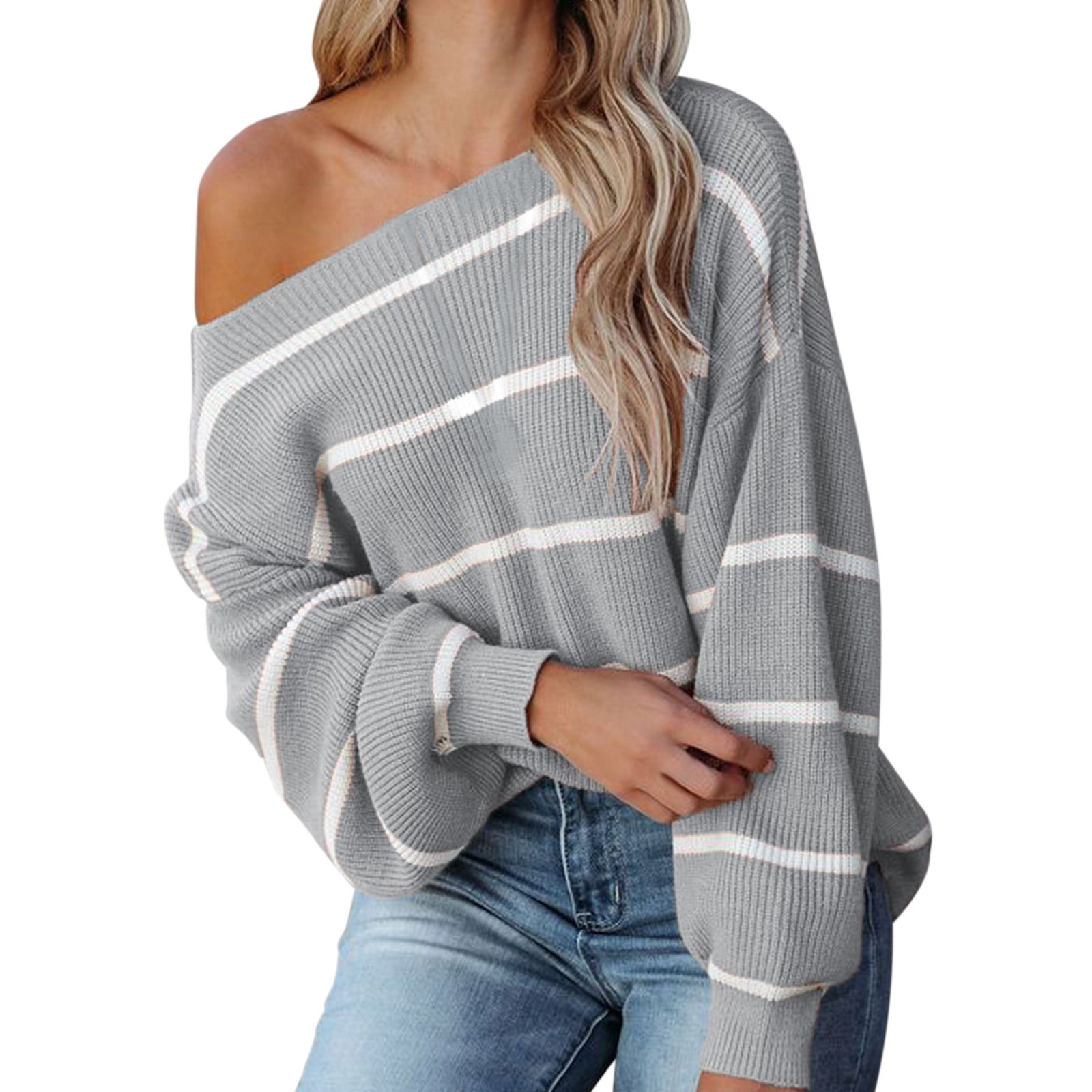 YEMAK Women's Pullover Sweater Long Sleeve Crewneck Heart Knitted Top