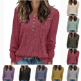 thumbnail image 1 of Women's Pullover Sweaters Lightweight Knit Pullover Henley Button Long Sleeve Casual and Trendy Outfits Winter Fashion Clothing, 1 of 4