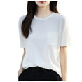 thumbnail image 1 of Women's Pullover Sweaters, Short Sleeve Sweatshirts for Women Summer Fashion Knitted Solid Color Crewneck Fall Sweater, 1 of 3