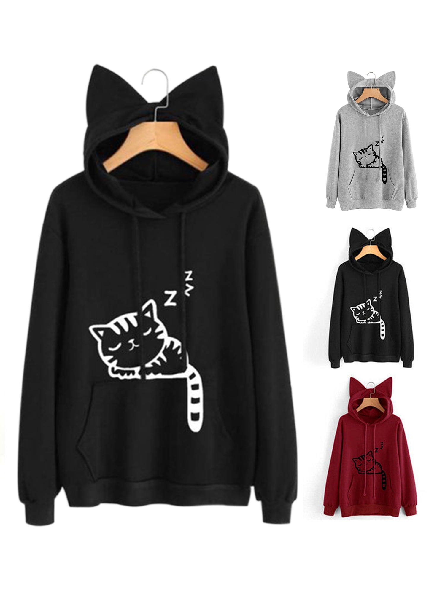 Women' s Pullover Sweaters for Women, Long Sleeve Hooded Sweatshirts