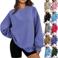 thumbnail image 1 of Women's Pullover Sweatshirt Round Neck Purple Long Sleeved Casual Solid Color Embroidered With Collar Up to 65% off!, 1 of 7