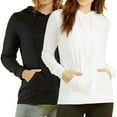 thumbnail image 1 of Women's Pullover Thin Cotton Light Hoodie Sweater (Black/White, S), 1 of 3