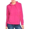 thumbnail image 1 of Women's Pullover Thin Cotton Light Hoodie Sweater (Fuchsia, S), 1 of 3