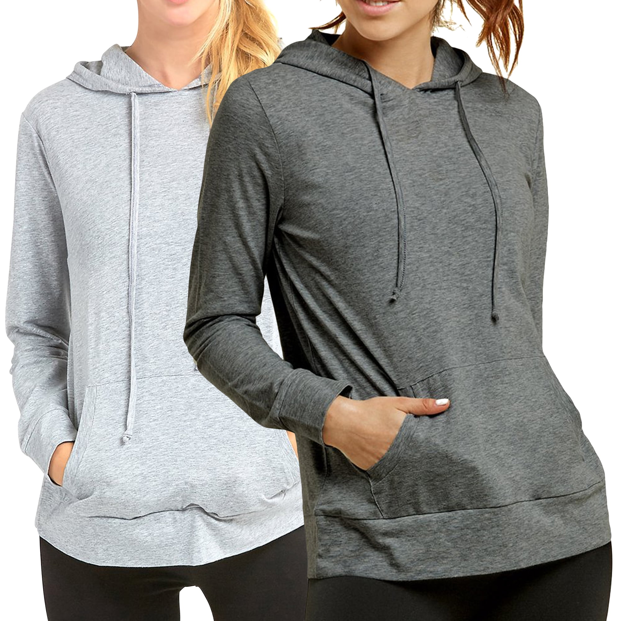 Women s Pullover Thin Cotton Light Hoodie Sweater H Grey Charcoal L