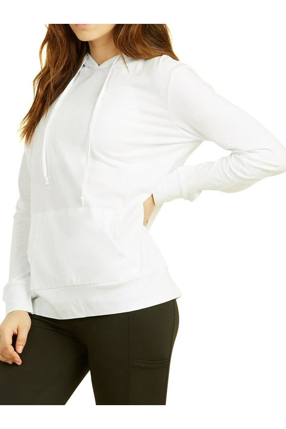 Women's Pullover Thin Cotton Light Hoodie Sweater (White, M)