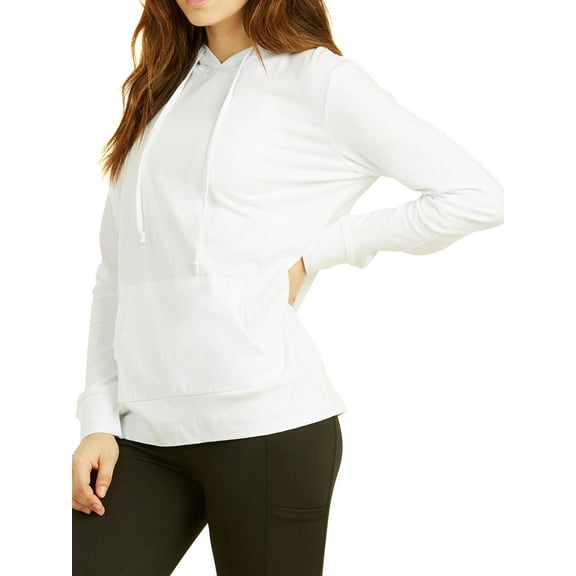 Women's Pullover Thin Cotton Light Hoodie Sweater (White, S)