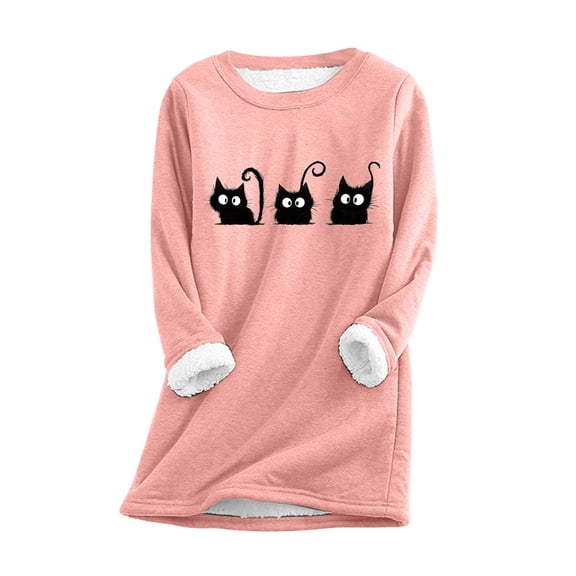 Women's Pullover Winter Warm Comfortable Round Neck Printed Thermal Underwear Top Cozy Homewear Sweater