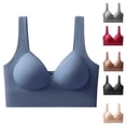 thumbnail image 1 of Women's Pullover Wireless Bra, Full Coverage Seamless Underwear, Wide Shoulder Straps Design, Soft Comfort Bralette | VerBelle,Blue 2XL, 1 of 9