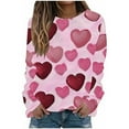 thumbnail image 1 of Women's Pullover for Valentines Day Cute Heart Sweatshirts Holiday Casual Crewneck Long Sleeve Tops, 1 of 5