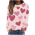 thumbnail image 1 of Women's Pullover for Valentines Day Cute Heart Sweatshirts Holiday Casual Crewneck Long Sleeve Tops, 1 of 5