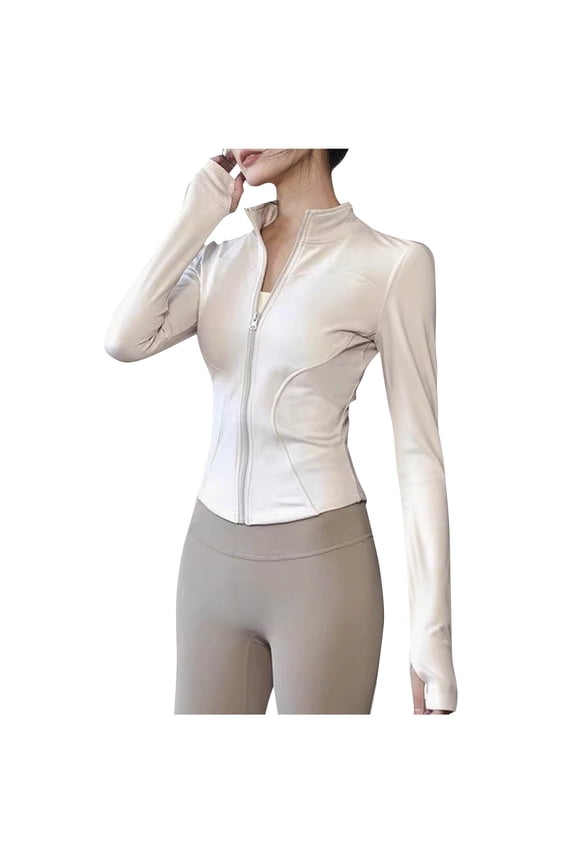 Women's Puls Size Jackets Lightweight Athletic Jacket Running Zip-Up Track Coat with Thumb Hole Cuffs Casual Slim Fit Tunic Tops