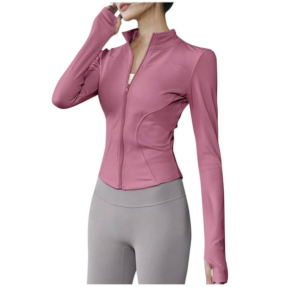 Women's Puls Size Jackets Lightweight Athletic Jacket Running Zip-Up Track Coat with Thumb Hole Cuffs Casual Slim Fit Tunic Tops