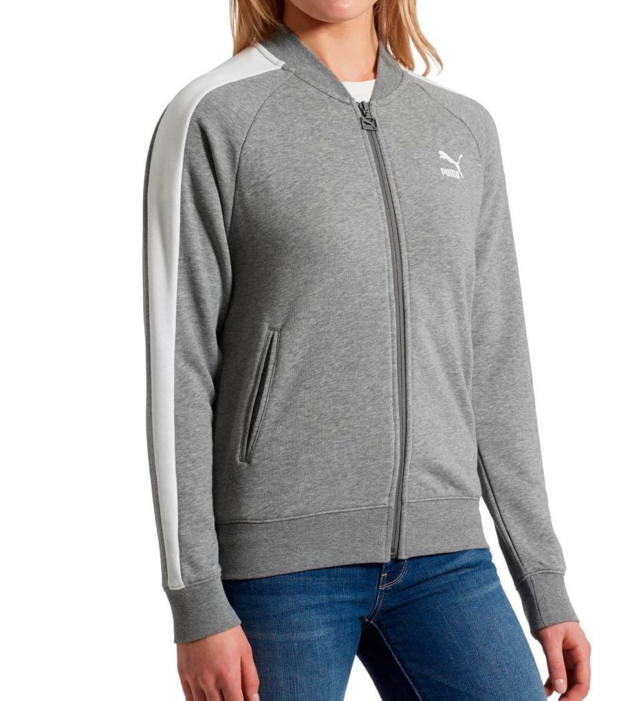 Women s Puma 5766611 Classics Full Zip T7 Track Jacket Medium Gray L Walmart