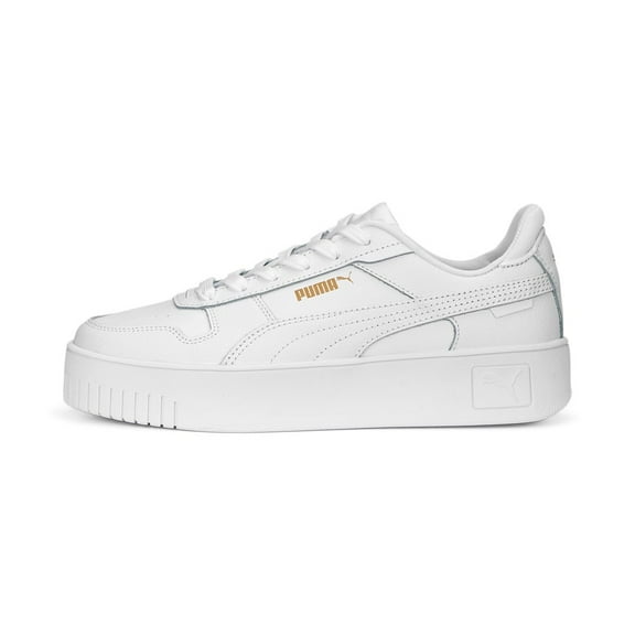 PUMA Womens Carina Street Sneaker, PUMA Womens White-PUMA Womens White-PUMA Womens Gold, 9