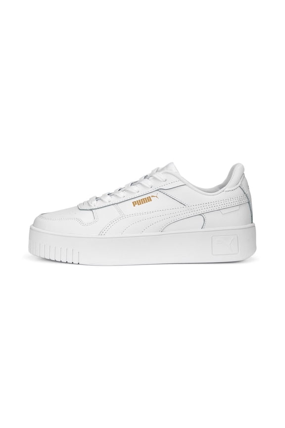 Womens Carina Street Sneaker, PUMA Womens White-PUMA Womens White-PUMA Womens Gold, 9