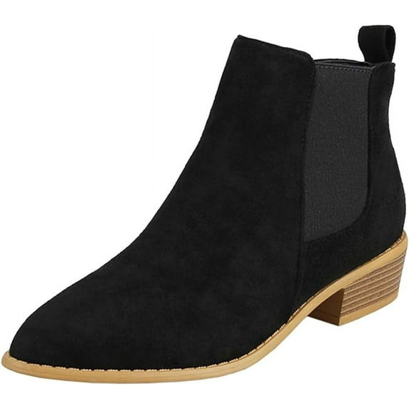 Women's Pump Ankle Boots Closed Toe Chunky Stacked Heel Booties Shoes