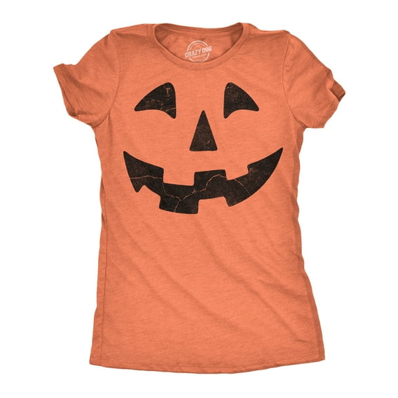 Women's Pumpkin Face T-Shirt Funny Halloween Jack O Lantern Shirt for Women Womens Graphic Tees