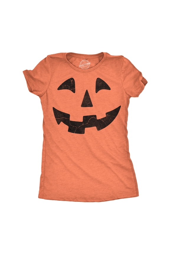 Women's Pumpkin Face T-Shirt Funny Halloween Jack O Lantern Shirt for Women Womens Graphic Tees