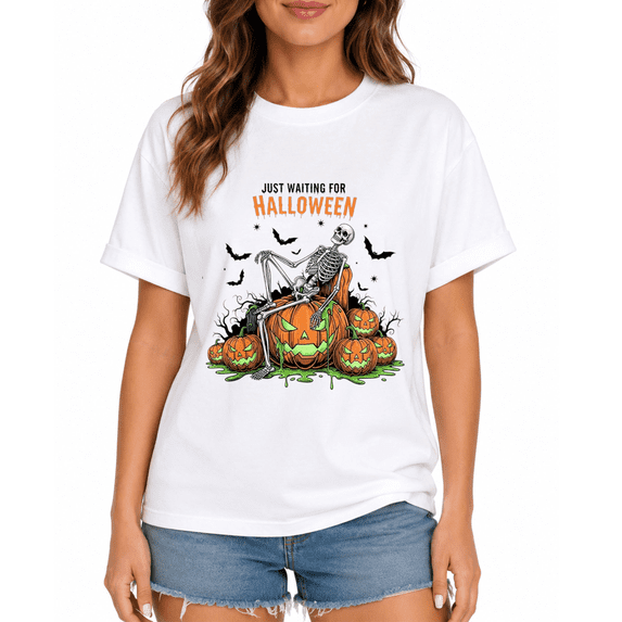 Women's Pumpkin Halloween Graphic T-Shirt, Fall Harvest Casual Short Sleeve Tee