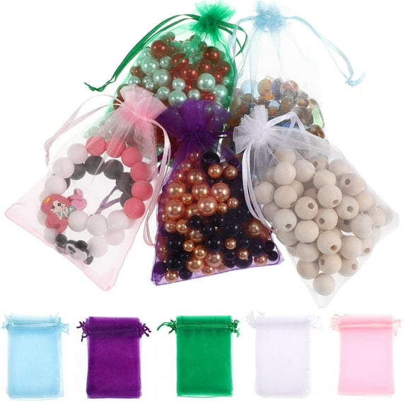 HONMEET Soft Breathable Organza Bags with Drawstring for Storage 50Pcs