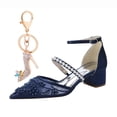 thumbnail image 1 of Women's Pumps Buckle Strap High Heel Tulle Embroidery Rhinestones Pearls Fashion Wedding Shoes, 1 of 6