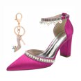 thumbnail image 1 of Women's Pumps High Heel 8CM Rhinestones Pearls Ankle Strap Wedding Shoes for Bride Prom Party, 1 of 7