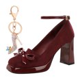 thumbnail image 1 of Women's Pumps High Heel 9CM Ankle Strap Platform Fashion Bowknot Shoes, 1 of 5